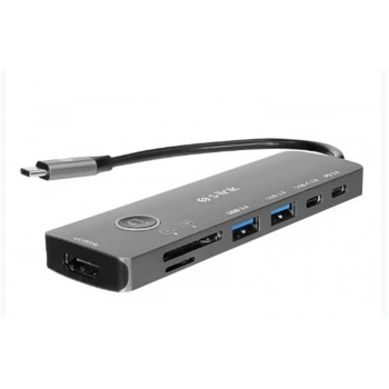 S-link SW-U707 HDMI Gri Metal 7 in 1 2-USB 3.0, 1-Type-C  HDMI 4K60HZ, SD ve TF Type C Hub Adaptör