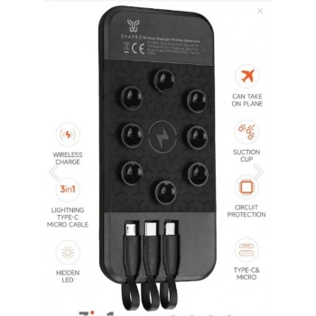 Snapron SNP-3003 10.000 Mah Vantuzlu Wireless Kablosuz ve 3in1 Kablolu Powerbank