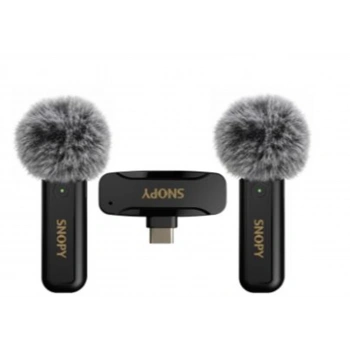Snopy SN-MW80 Siyah 2 Mikrofonlu Kablosuz Type-c Yaka Mikrofonu
