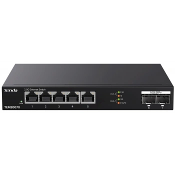 Tenda TEM2007X 2.5Gb Switch 7 Port 5x2.5G Por+2x10Gb SFP+ 50Gbps Yönetilmeyen Nas, Oyun PCsi Switch