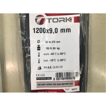 Tork TRK-1200-90B Siyah 100lü Kablo Bağı