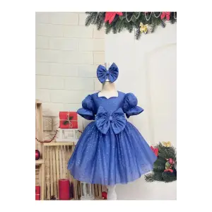 Acık Mavi Kız Çocuk Elbisesi