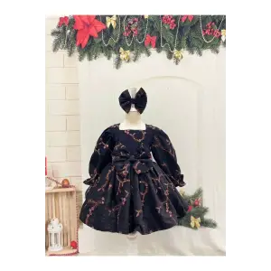 Siyah kadife Kız Çocuk Elbisesi