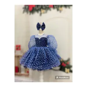 Lacivert Kız Çocuk Elbisesi