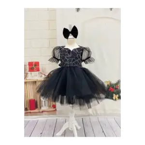 Siyah Simli Kız Çocuk Elbisesi
