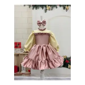 Pudra Pembesi Kız Çocuk Elbisesi