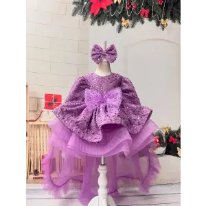 Lila Kuyruklu Kız Çocuk Abiye Elbise