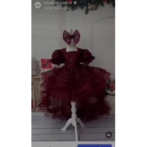 Bordu Kuyuklu kız Çocuk Abiye Elbise