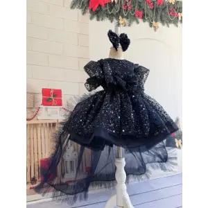 Lacivert Taşlı Kuyruklu Kız Çocuk Abiye