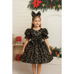 Altın Sarısı Kız Çocuk Elbisesi