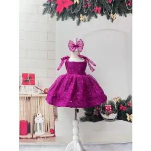 Fuşyaya Işıltılı Payetli Kız çocuk Elbise Abiye