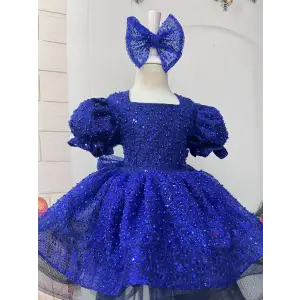 Gece Işıltısı Lacivert Prenses Elbisesi Abiye