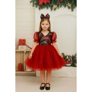 Kırmız Kız Çocuk Elbisesi