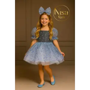 Mavi Kız Çocuk Abiye Elbise