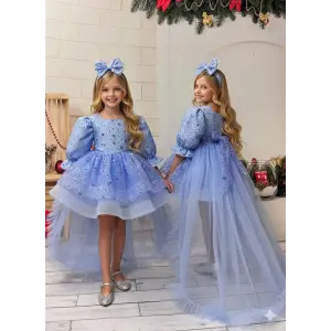 Mavisi (Kuyruklu) Kız Çocuk Abiye Elbisesi