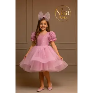 Pembe Işıltılı Prenses Elbisesi Abiye
