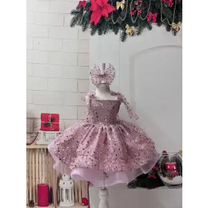 Pudra Askılı Kol Kız Çocuck Elbise Abiye