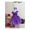 Lila Sıfır Kollu Fırfırlı Kız Çocuk Elbisesi