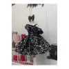 Siyah Payetli Tek Omuzlu Kız Çocuk Elbisesi