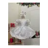 Beyaz Jan Jan Kız Çocuk Elbisesi