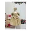 Gold Kalp Yakalı Kız Çocuk Elbisesi