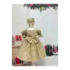Gold Kalp Yakalı Kız Çocuk Elbisesi