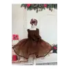 Kahve Sıfır Kolu Kız Çocuk Elbisesi