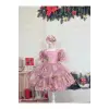 Pembe Pufuduklu Kız Çocuk Elbisesi