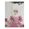 Pembe Pufuduklu Kız Çocuk Elbisesi