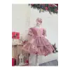Pembe Pufuduklu Kız Çocuk Elbisesi