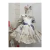 Krem Bebe Yakalı Kız Çocuk Elbisesi