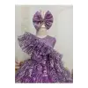 Lila Fırfırlı Kız Çocuk Elbisesi