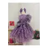 Lila Fırfırlı Kız Çocuk Elbisesi