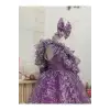Lila Fırfırlı Kız Çocuk Elbisesi