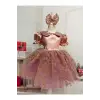 Pudra Bebe Yakalı Kız Çocuk Elbisesi