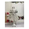 Kırık Beyaz Fırfırlı Kız Çocuk Elbisesi