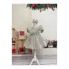 Kırık Beyaz Fırfırlı Kız Çocuk Elbisesi