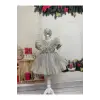 Kırık Beyaz Fırfırlı Kız Çocuk Elbisesi