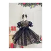 Siyah Fır Fırlı Kız Çocuk Elbisesi