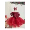 Bordo Kız Çocuk Elbisesi