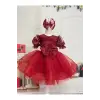Bordo Kız Çocuk Elbisesi