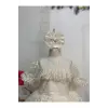 Krem Ön Fırfırlı Kız Çocuk Elbisesi