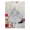 Beyaz Kare Yakalı Kız Çocuk Elbisesi