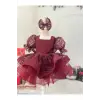 Bordo Simli Büyük Fiyoklu Kız Çocuk Elbisesi