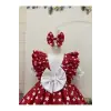 Minnie Mouse Kırmızı Puantiyeli Kız Çocuk Elbisesi