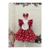Minnie Mouse Kırmızı Puantiyeli Kız Çocuk Elbisesi