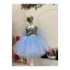 Bebe Mavisi Payetli Kız Çocuk Elbisesi