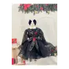 Mat Siyah Çicekli Kız Çocuk Elbisesi