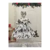 Beyaz Sihay Desenli Kız Çocuk Elbisesi