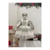 Beyaz Siyah Dantel Kız Çocuk Elbisesi